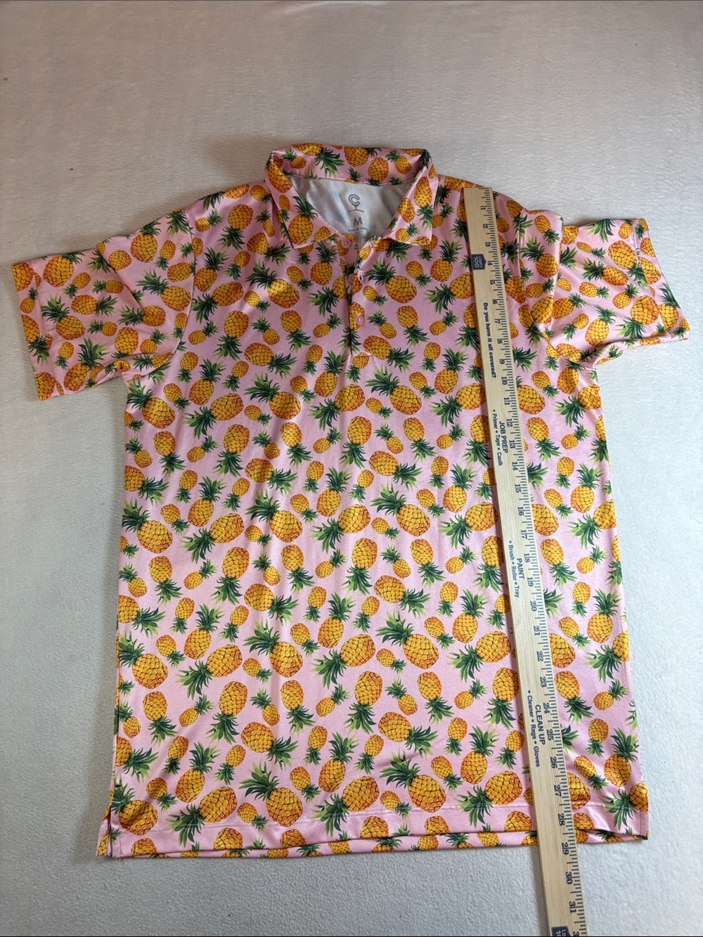 C Pink Pineapple-Print Short Sleeve Polo Shirt